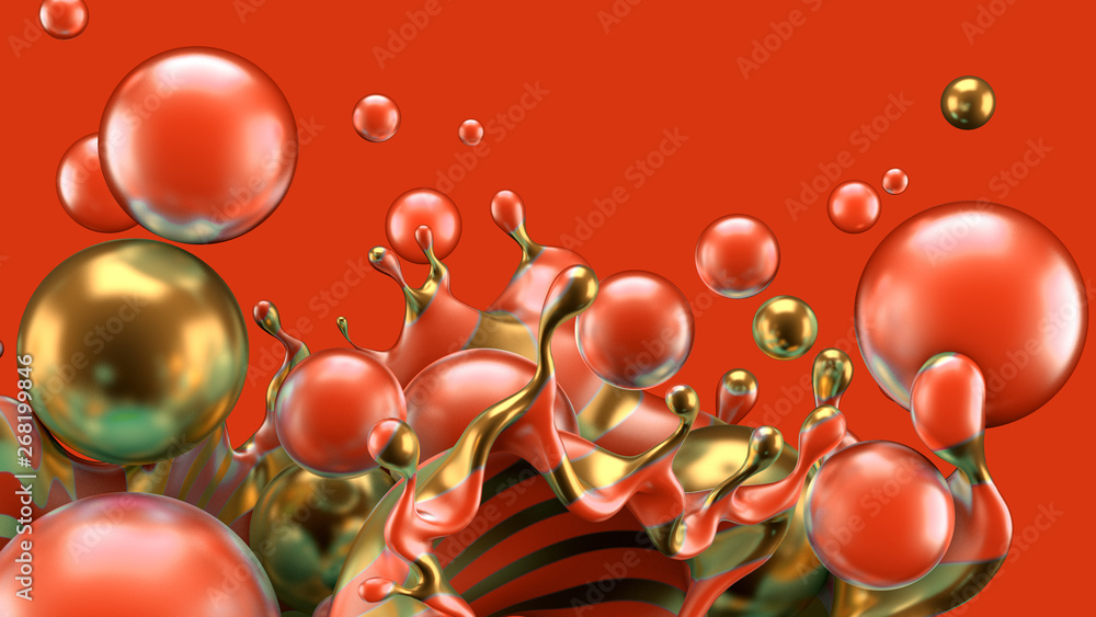 Abstract background with splash and ball. 3d illustration, 3d rendering. Abstract background with splash and ball. 3d illustration, 3d rendering.