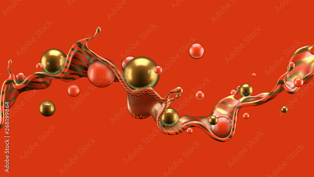 Obraz premium Abstract background with splash and ball. 3d illustration, 3d rendering.