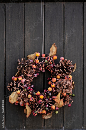 Fall themed wreath on a door
