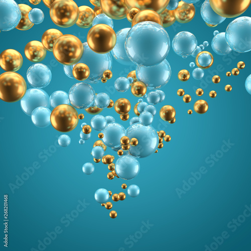 Beautiful group background with elements  color and gold. 3d illustration  3d rendering.