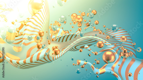 Beautiful group background with elements  color and gold. 3d illustration  3d rendering.