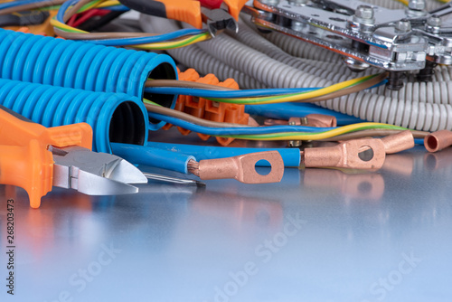 Electrical tools and cables used in electric installation