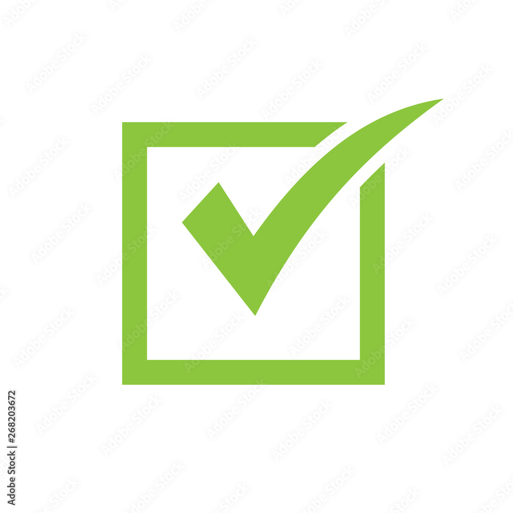 Green check mark icon in a box. Tick symbol in green color. check icon vector. check list button icon Green check mark icon in a box. Tick symbol in green color. check icon vector. check list button icon