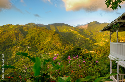 House in the Blue Mountains at sunset, Jamaica