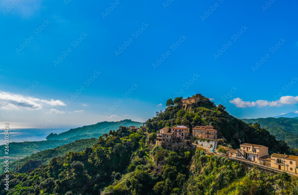 A view of the village of Savoca, which was the location for the scenes set in Corleone of Francis Ford Coppola's The Godfather in Sicily, Italy