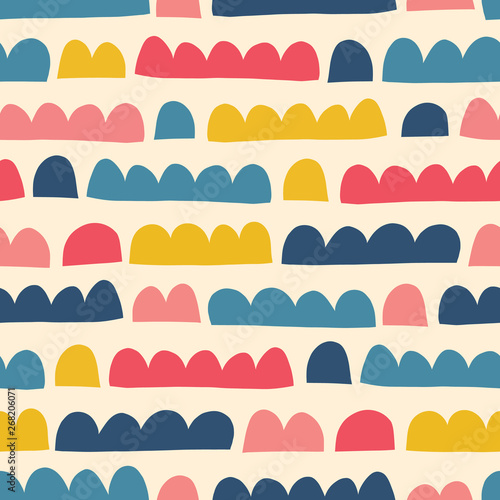 Kids abstract doodle shapes seamless vector pattern paper cut out collage style