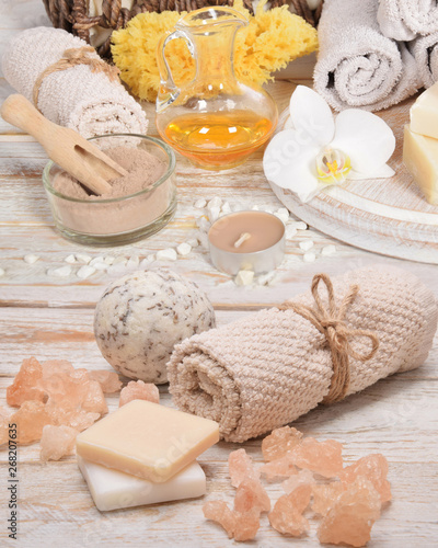 a home spa with natural soaps and oils