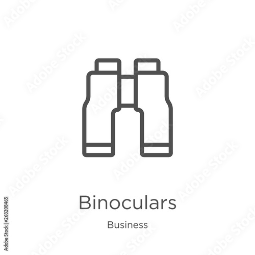 binoculars icon vector from business collection. Thin line binoculars outline icon vector illustration. Outline, thin line binoculars icon for website design and mobile, app development.
