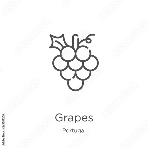 grapes icon vector from portugal collection. Thin line grapes outline icon vector illustration. Outline, thin line grapes icon for website design and mobile, app development.