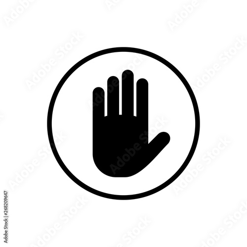 Stop vector icon. Hand symbol. Hand icon vector