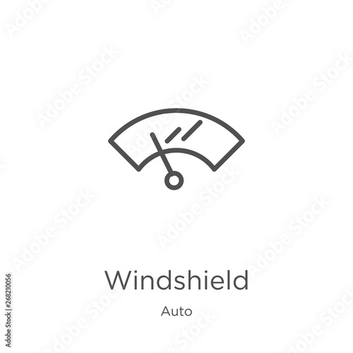 windshield icon vector from auto collection. Thin line windshield outline icon vector illustration. Outline, thin line windshield icon for website design and mobile, app development.