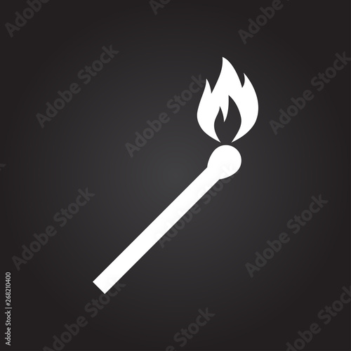 burning match illustration. fire vector flat icon