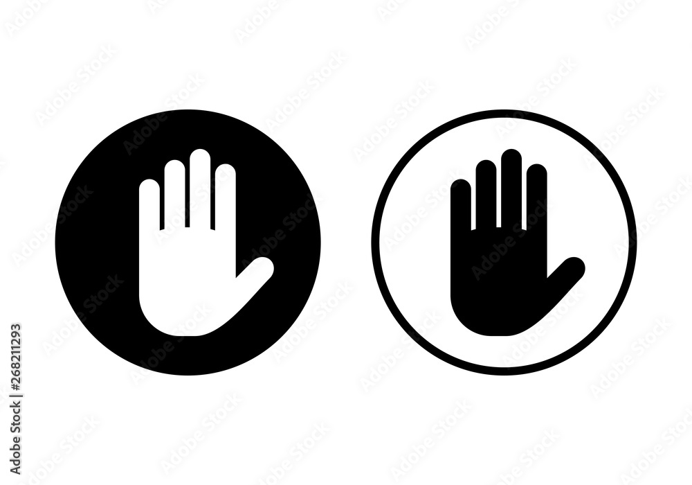 Stop vector icon. Hand symbol. Hand icon vector Stop vector icon. Hand symbol. Hand icon vector