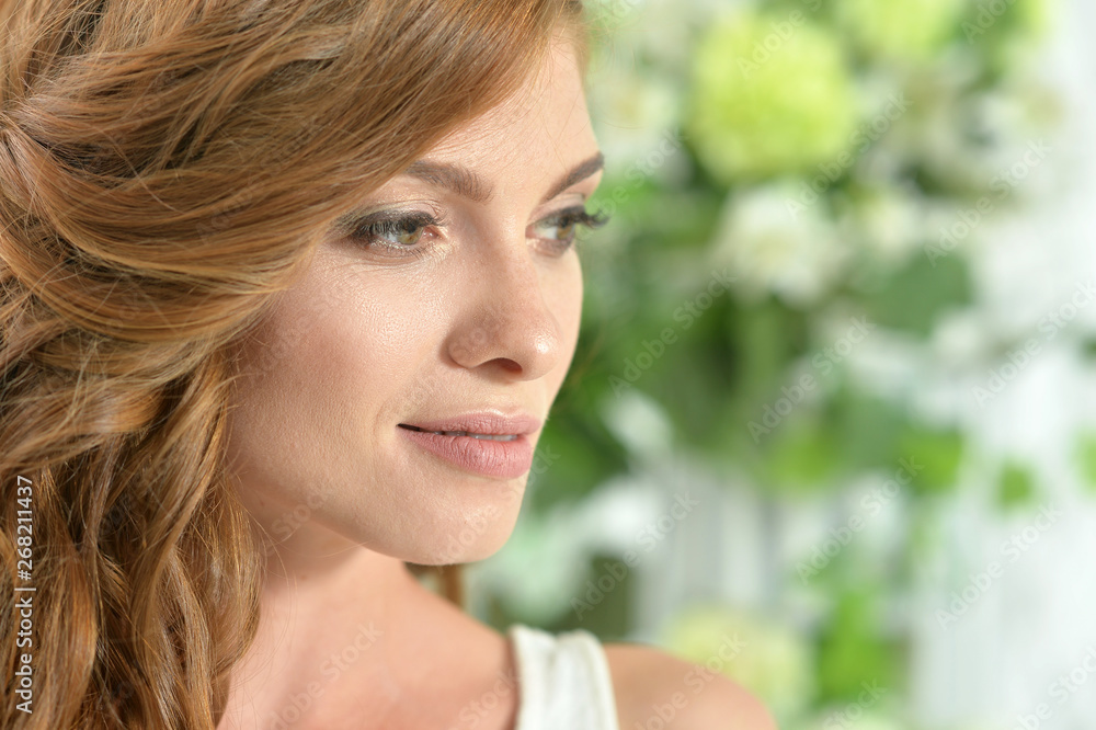 Fototapeta premium Close up portrait of beautiful young woman