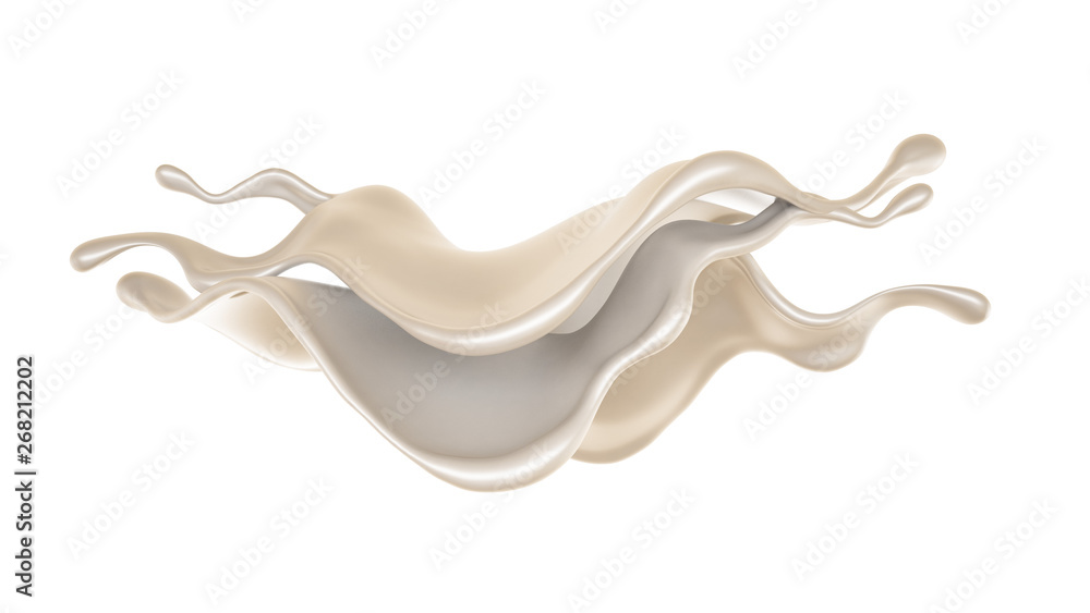 Splash of a light liquid on a white background. 3d illustration, 3d rendering. Splash of a light liquid on a white background. 3d illustration, 3d rendering.