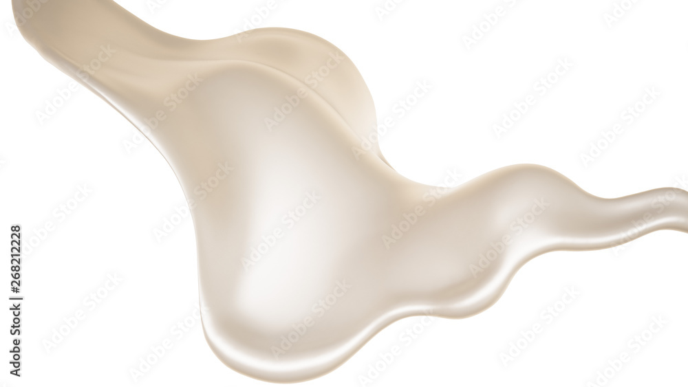Splash of a light liquid on a white background. 3d illustration, 3d rendering.