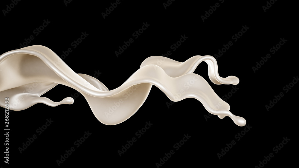 A splash of milk on a black background. 3d illustration, 3d rendering. A splash of milk on a black background. 3d illustration, 3d rendering.