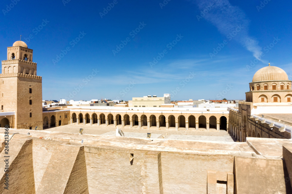 Fototapeta premium Panorama of the Great Mosque in Kairouan, Tunisia.