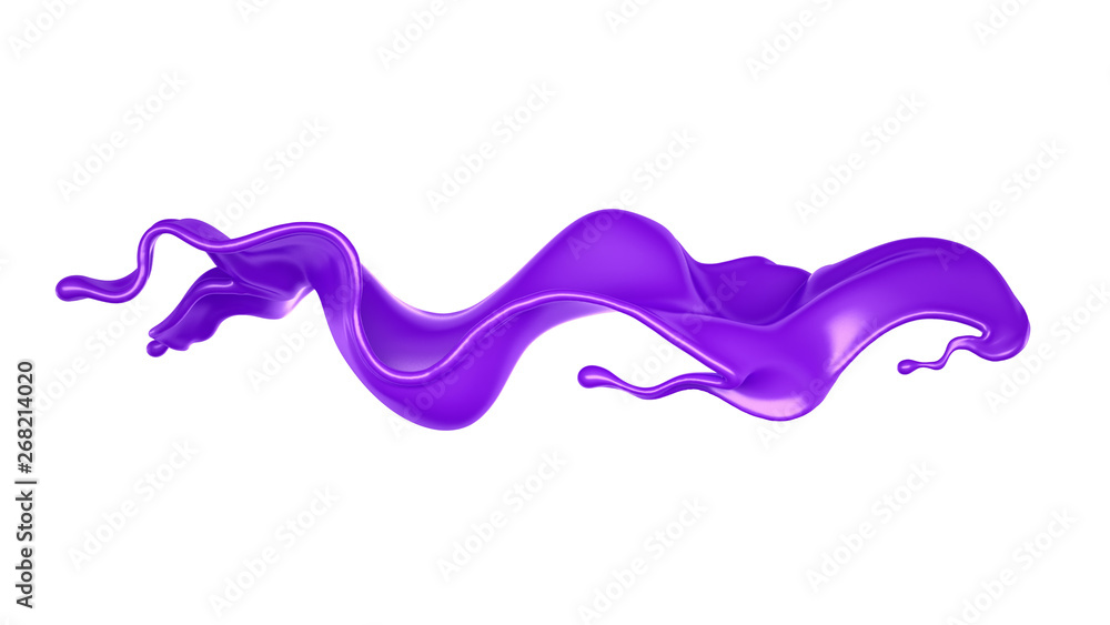 Splash of a purple paint on a white background. 3d illustration, 3d rendering. Splash of a purple paint on a white background. 3d illustration, 3d rendering.
