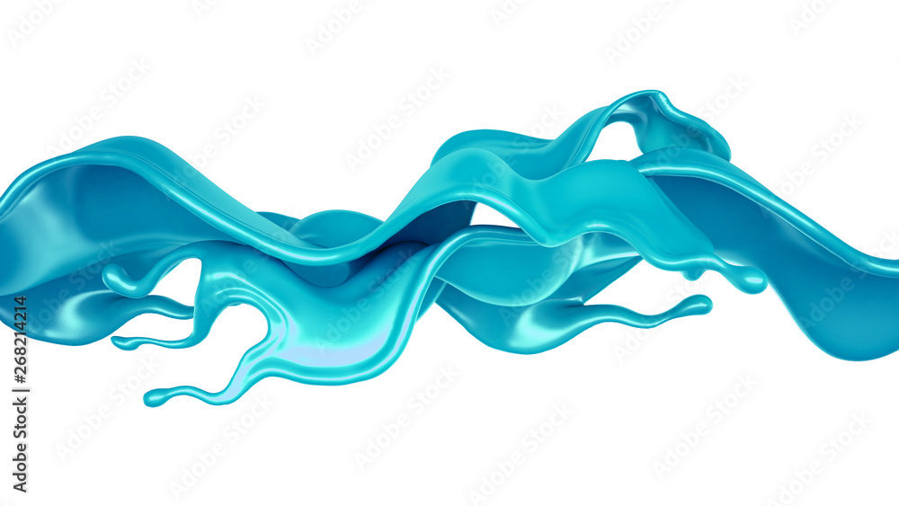 A splash of turquoise paint on a white background. 3d illustration, 3d rendering. A splash of turquoise paint on a white background. 3d illustration, 3d rendering.