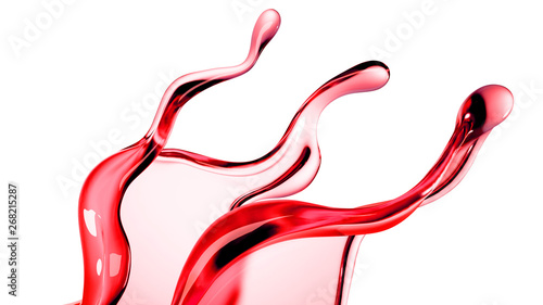 A splash of wine on a white background. 3d illustration, 3d rendering.