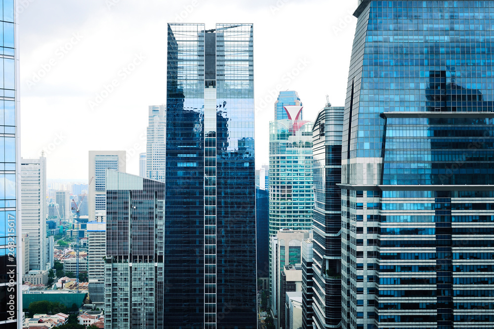Downtown Singapore from high angle view on a stormy day Downtown Singapore from high angle view on a stormy day
