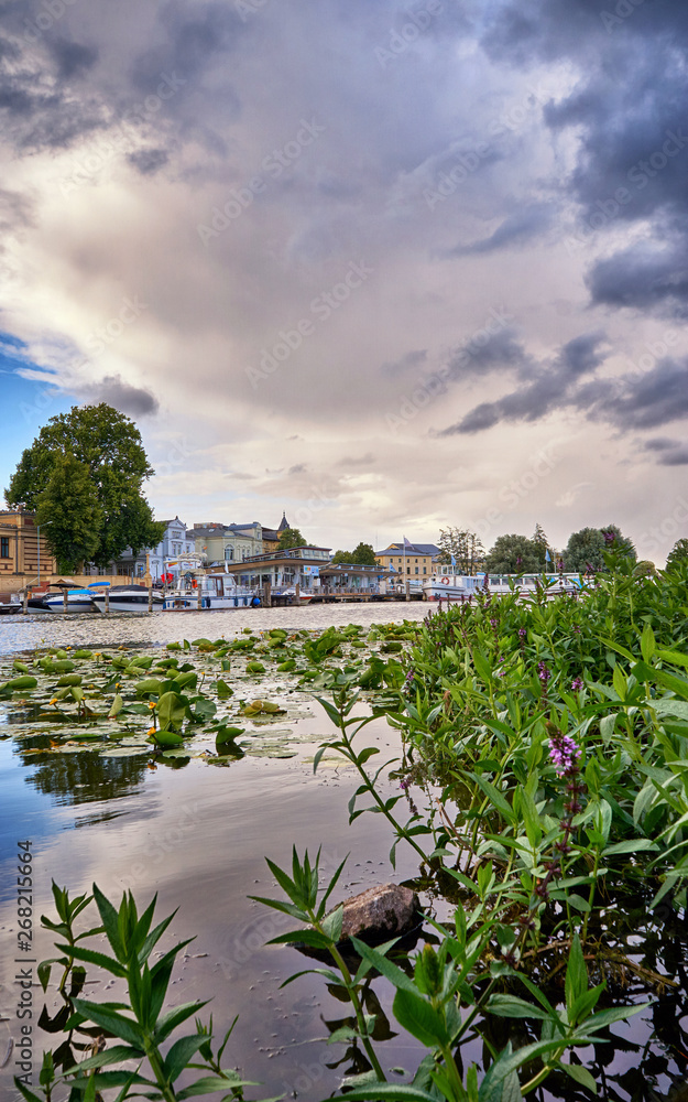Harbor and old town on Lake Schwerin. Germany Harbor and old town on Lake Schwerin. Germany