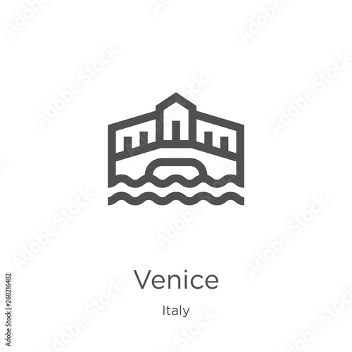 venice icon vector from italy collection. Thin line venice outline icon vector illustration. Outline, thin line venice icon for website design and mobile, app development.