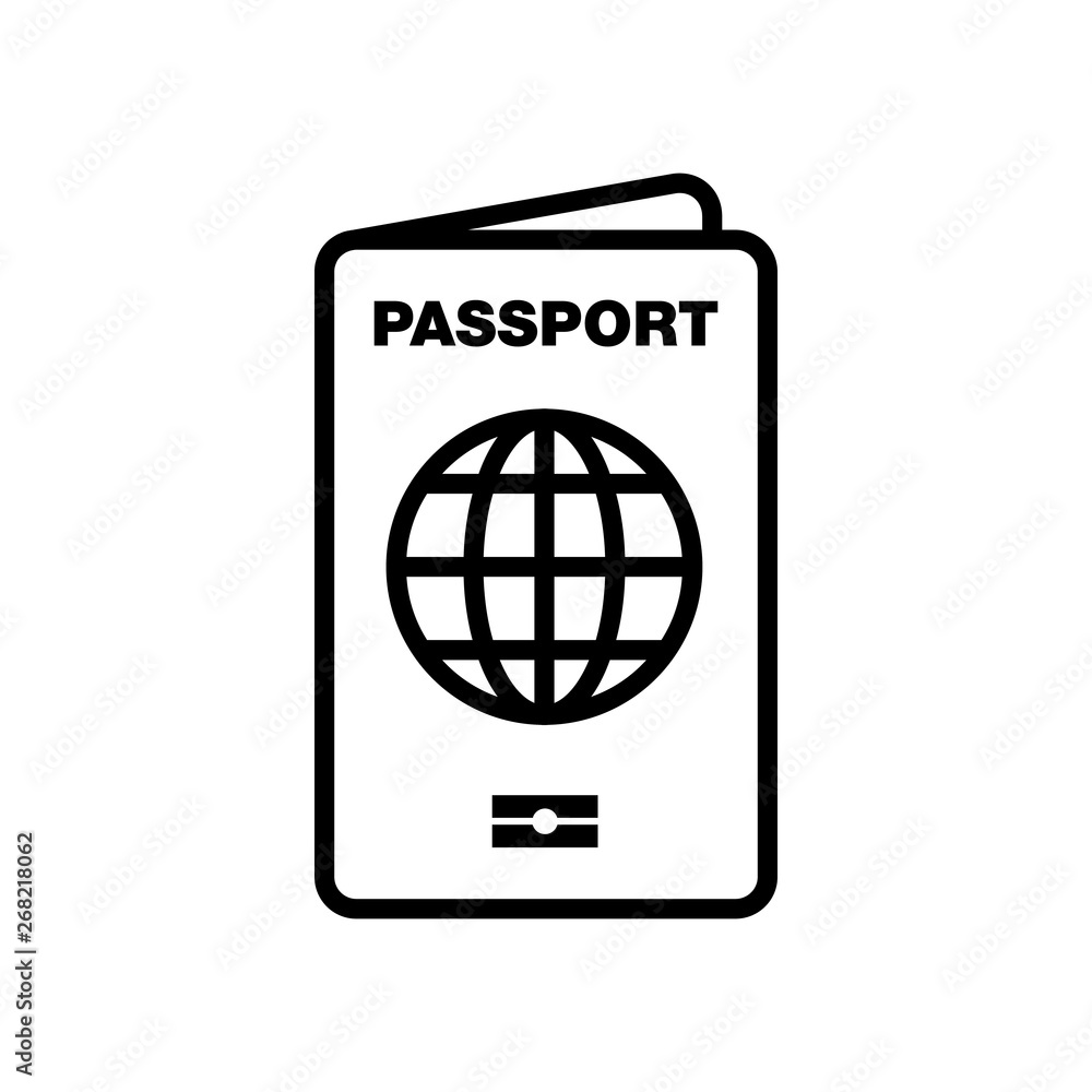 Passport icon. Travel, Boarding, Airport, Document symbol illustration. Summer vacations and tourist illustration. Passport icon. Travel, Boarding, Airport, Document symbol illustration. Summer vacations and tourist illustration.