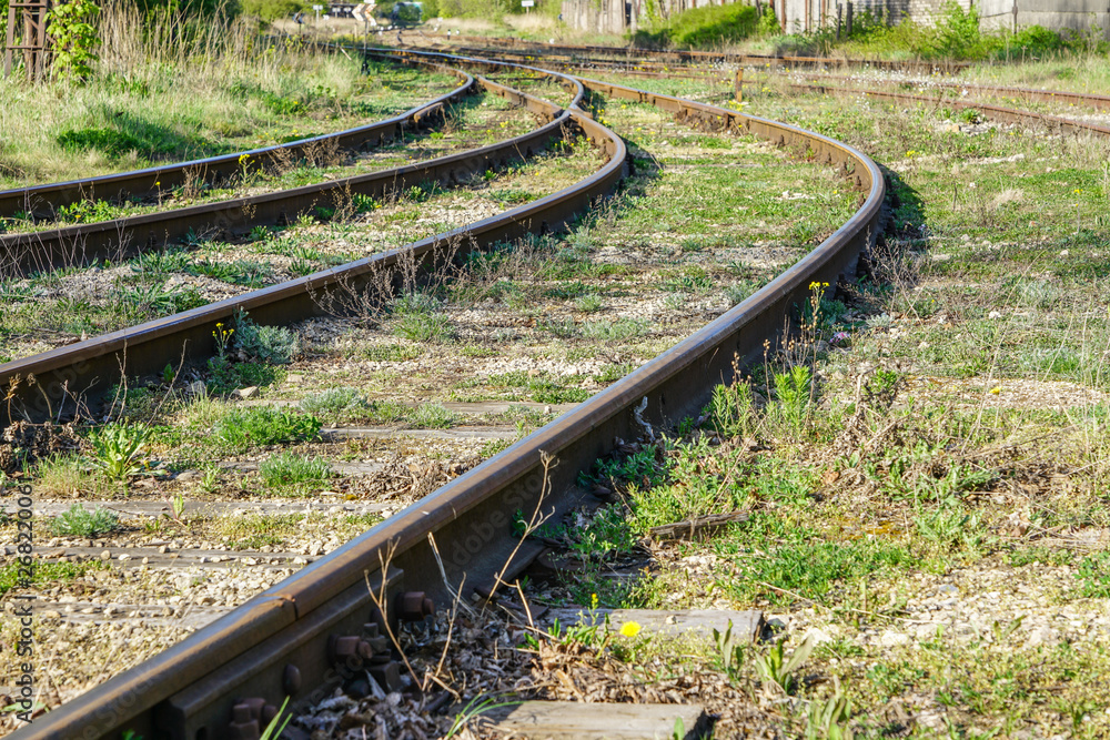 railroad interchange in the industrial area, weave rail railroad interchange in the industrial area, weave rail