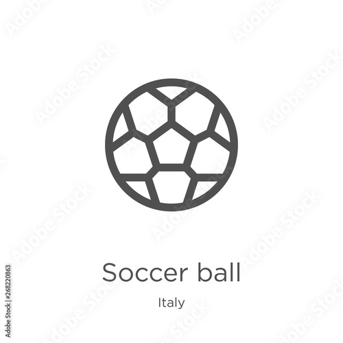 soccer ball icon vector from italy collection. Thin line soccer ball outline icon vector illustration. Outline, thin line soccer ball icon for website design and mobile, app development.