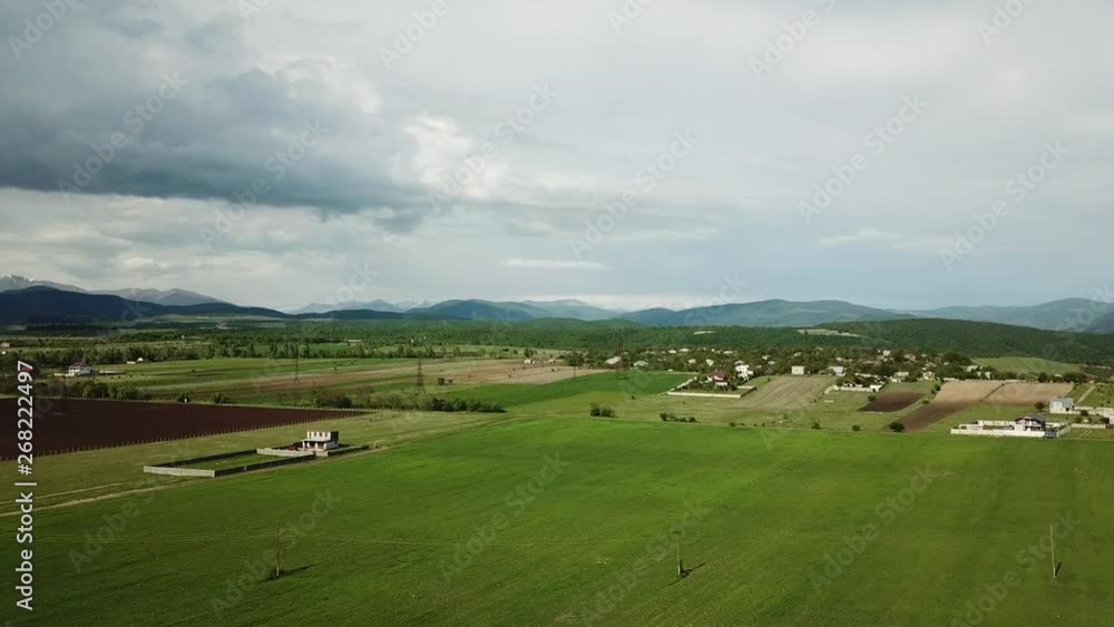 Top aerial shot on Farming Crops Field Vegetation Agricultural Top aerial shot on Farming Crops Field Vegetation Agricultural