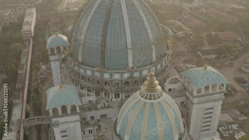 Mayapur TOVP aerial, India, 4k drone footage ungraded/flat photo