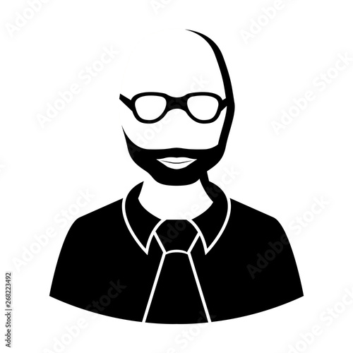 Isolated male avatar icon with glasses and beard - Vector