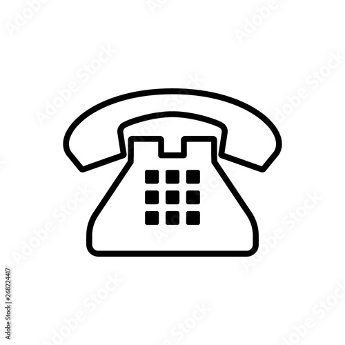 Retro Phone icon in trendy flat line isolated on white background. Landline telephone icon. Telephone symbol for your design. Call icon. Contact icon.