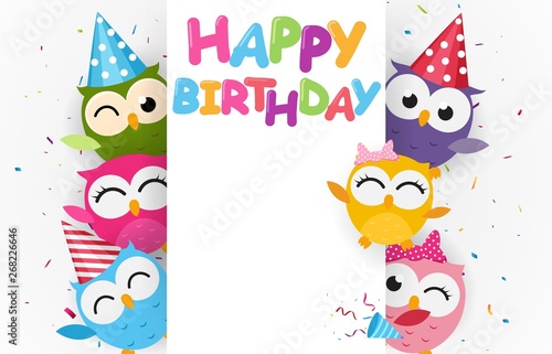 Happy birthday with cute owl 