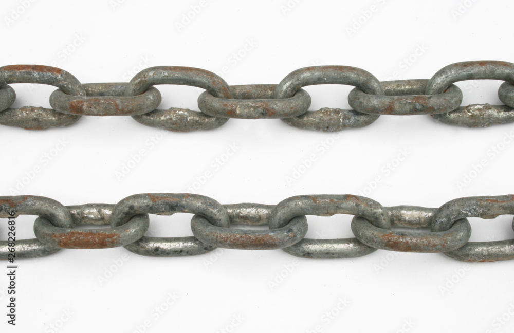 Steel metal chain links.at the white background Steel metal chain links.at the white background