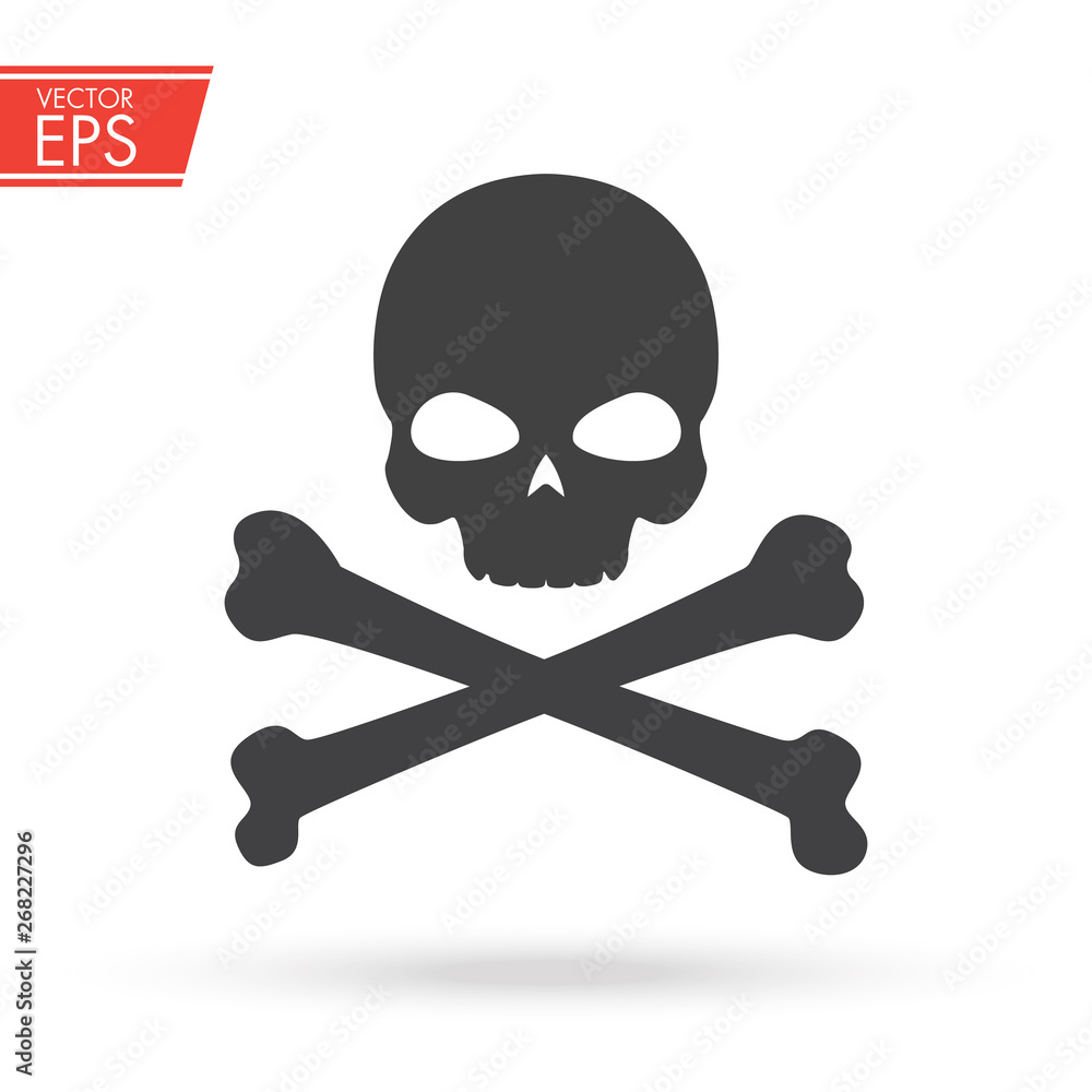 Skull and bones logo warning attention icon. Poison symbol. Flat Vector illustration. Vector attention sign with exclamation mark icon. risk sign vector illustration. Skull and bones logo warning attention icon. Poison symbol. Flat Vector illustration. Vector attention sign with exclamation mark icon. risk sign vector illustration.