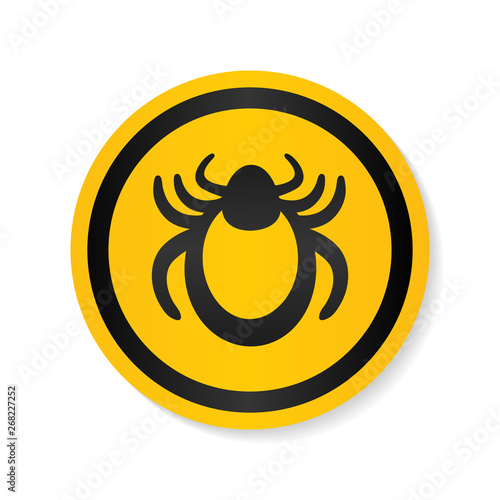 Ticks warning mite bug sign. Encephalitis parasite icon. Beetle tick danger crossed sign vector flat icon. Tick mite bug Attention symbol. Forbidden sign