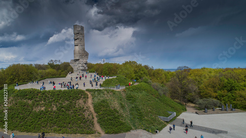Naklejka Pomnik Westerplatte ku pamięci polskich obrońców z lotu ptaka