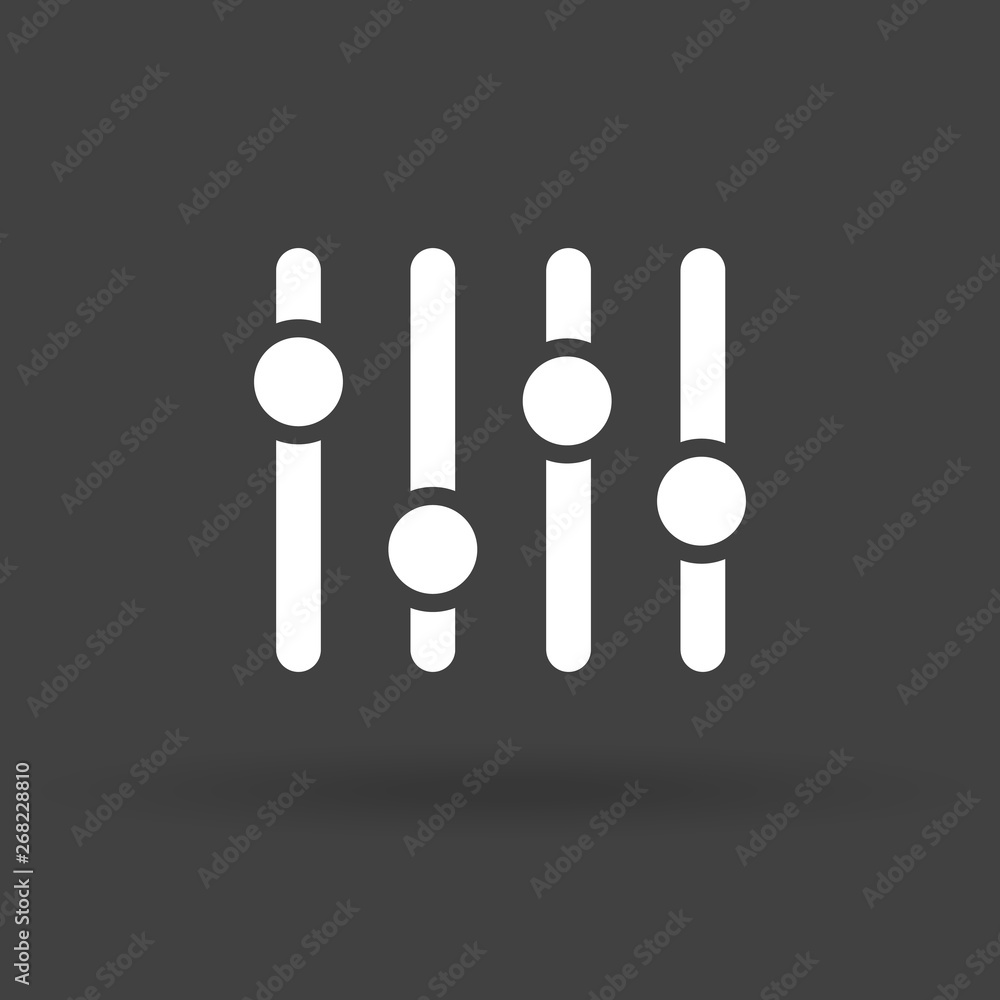 Adjustment music icon. Volume panel sign. Audio mixer adjusting symbol. Sound balance illustration. Level tuner emblem. Musical setting switch concept. Studio mixing label. Adjustment music icon. Volume panel sign. Audio mixer adjusting symbol. Sound balance illustration. Level tuner emblem. Musical setting switch concept. Studio mixing label.