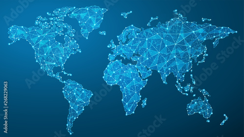 World Map Plexus - Global Technology and Business Connection
