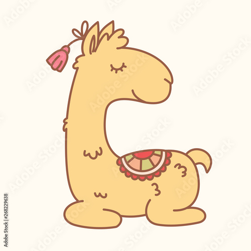 Isolated llama cartoon illustration. Vector illustration