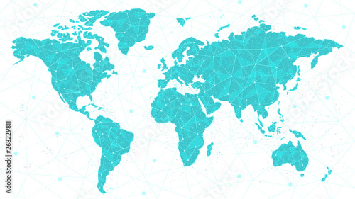 Fototapeta Naklejka Na Ścianę i Meble -  World Map Plexus - Global Technology and Business Connection