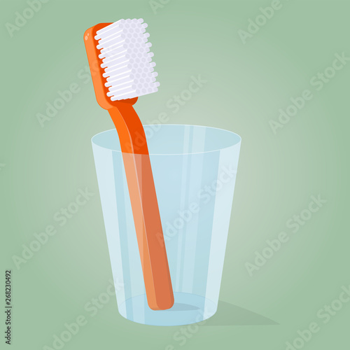 cartoon illustration of a toothbrush in a glass