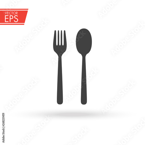 Fork and spoon in black simple silhouette style icons vector illustration for design and web isolated on white background. Fork and spoon vector object for labels and logo.