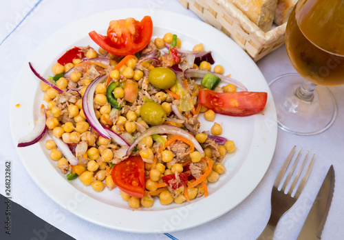 Spanish cuisine - salad with garbanzos and olives