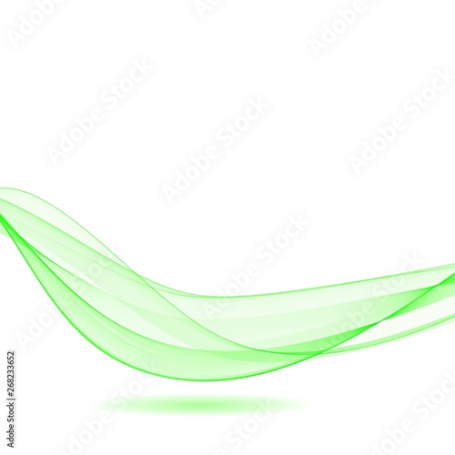 Abstract vector wave with shadow. Green curved lines. eps 10 photo