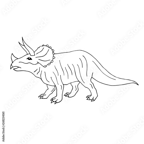 Vector hand drawn doodle sketch triceratops dinosaur isolated on white background 