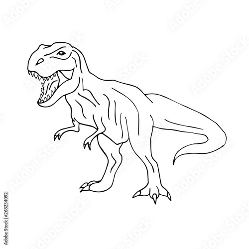 Vector hand drawn doodle sketch tyrannosaur dinosaur isolated on white background 